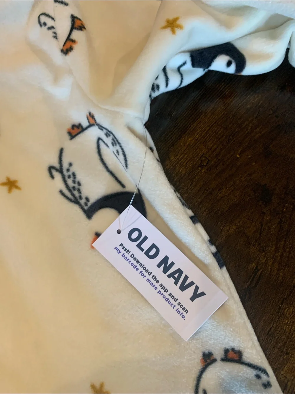 Old Navy Cream & Light Blue Footed One-Piece and Set with Penguins & Dogs